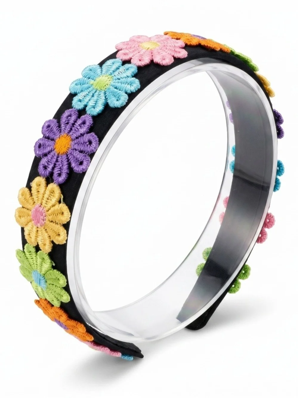 Boho Floral Embroidered 3pc. Daisy Headbands- Women's Hair Accessory
